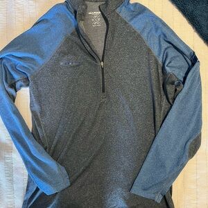 Mammut Men's Long Sleeve Quarter-Zip Shirt in Charcoal and Blue